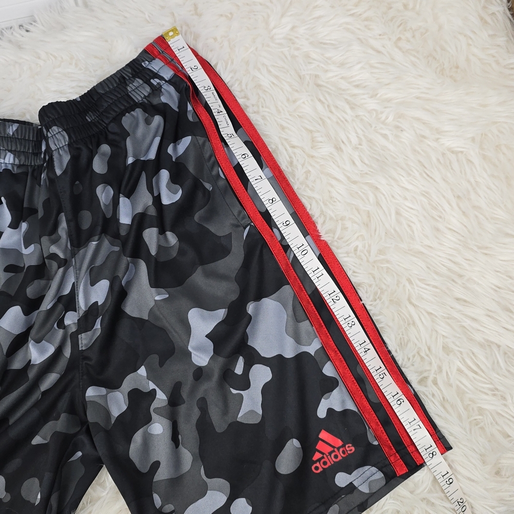 adidas Kids Camo Shorts with Red Stripes - Picture 6 of 8